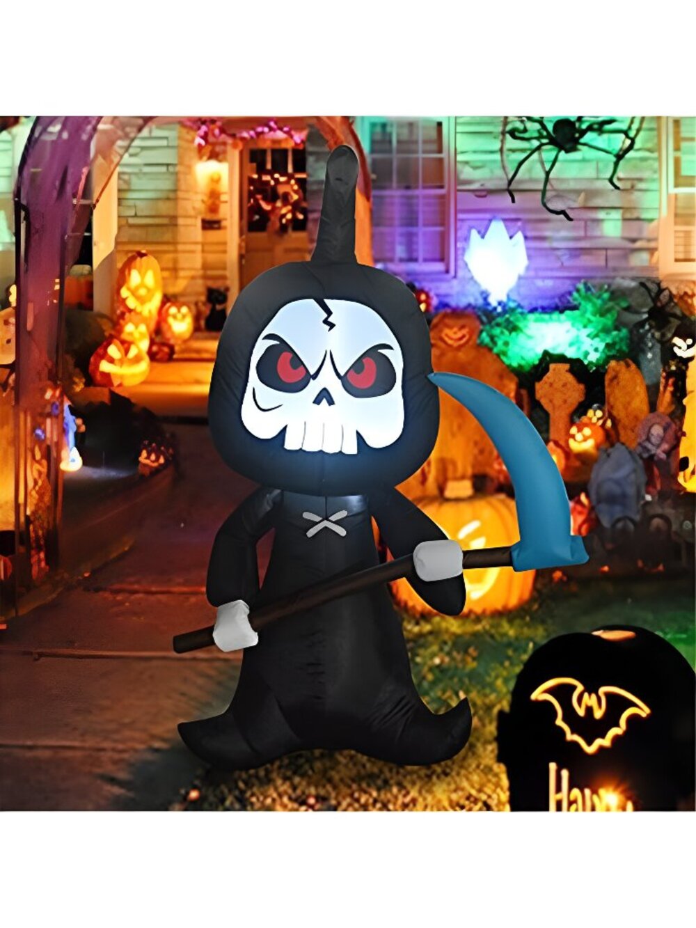 GOOSH 6FT Halloween Decoration Inflatable Halloween Grim Reaper Blow Up Yard